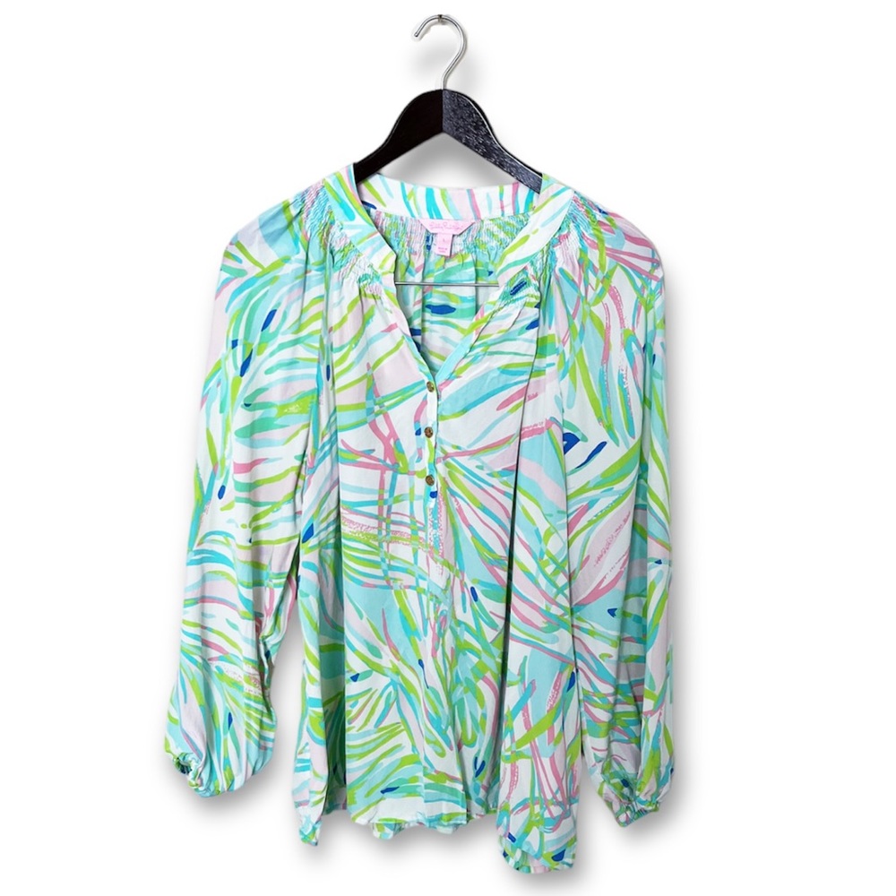Lilly Pulitzer Elsa Silk Top in Skye Blue Salute